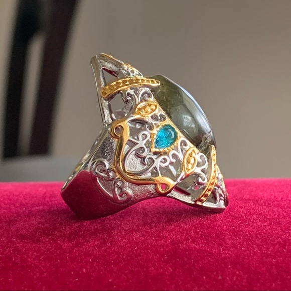 Rare Smokey Quartz Statement Ring Size 6.25/6.5 Stamped 316L SS Stainless Steel - Picture 4 of 17